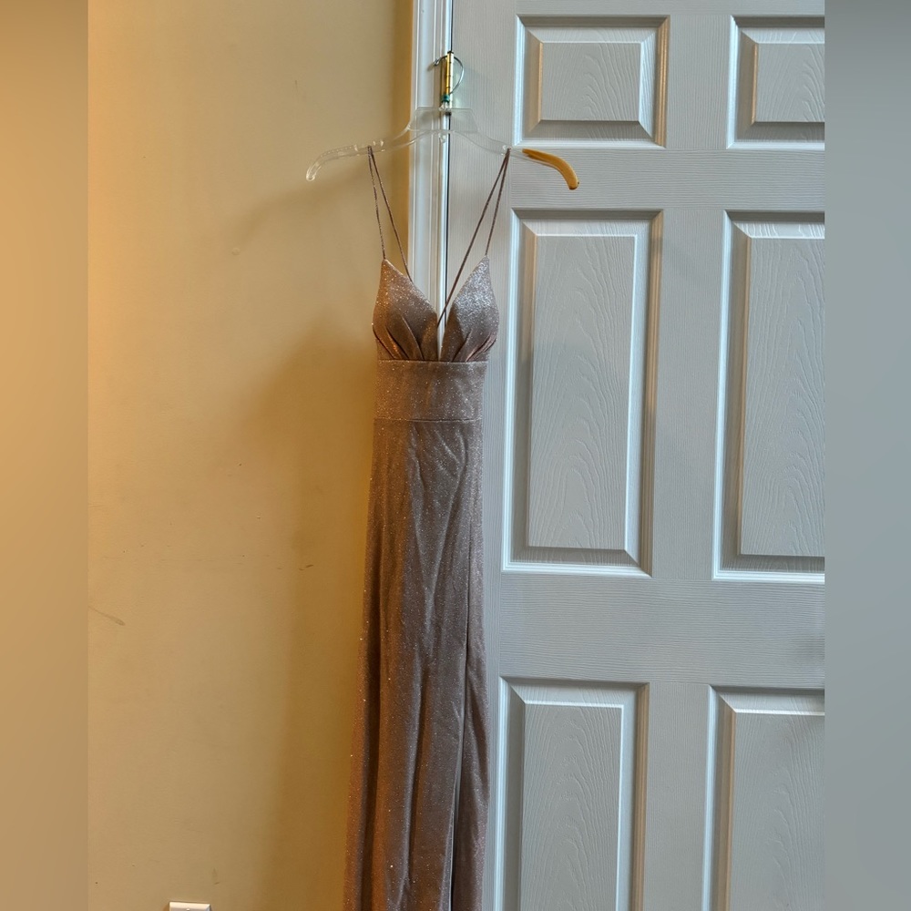 Champagne Formal Prom Dress from Prom Girl. Elegant and flattering. Size 4